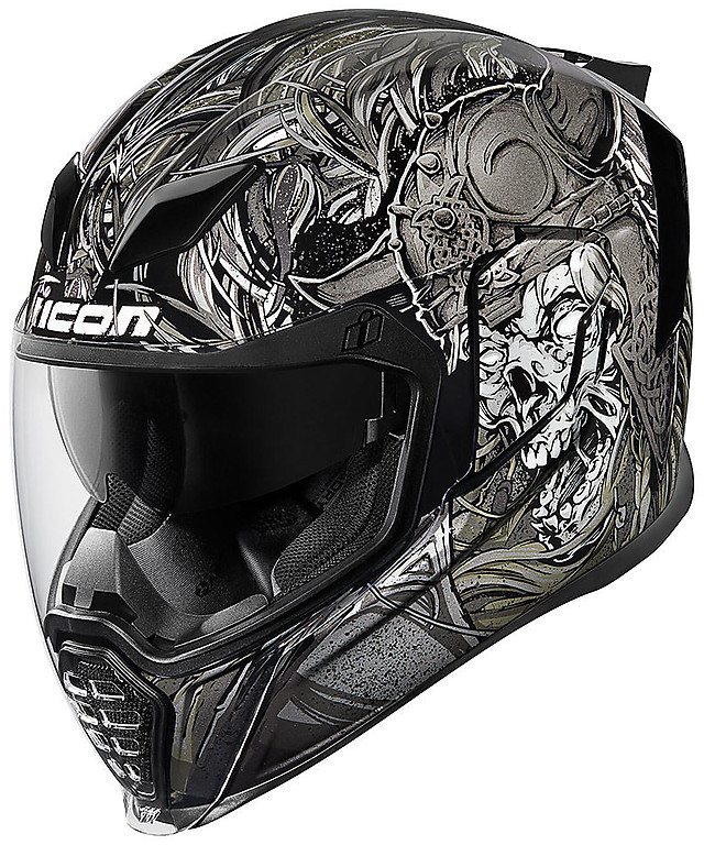 Helmet Moto Integrale Icon AIRFLITE Krom Black For Sale Online