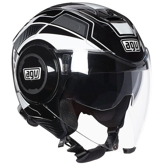 Helmet Moto Jet AGV Fluid Soho Black White