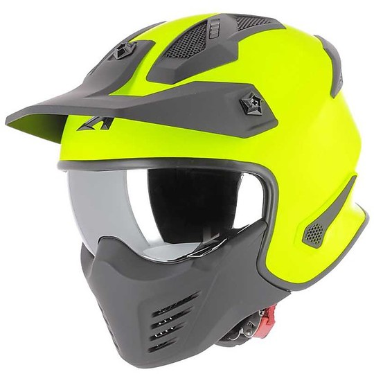 Helmet Moto Jet Astone ELEKTRON Fluo Yellow Opaque Removable Menotoniera