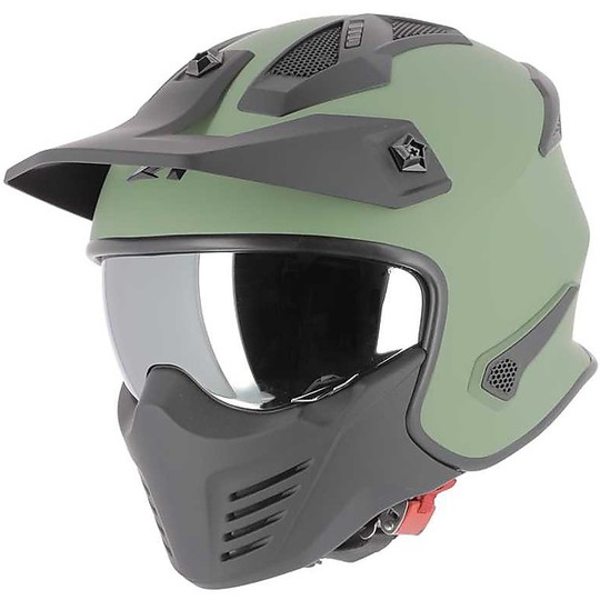 Helmet Moto Jet Astone ELEKTRON Matt Green Removable Menotoniera