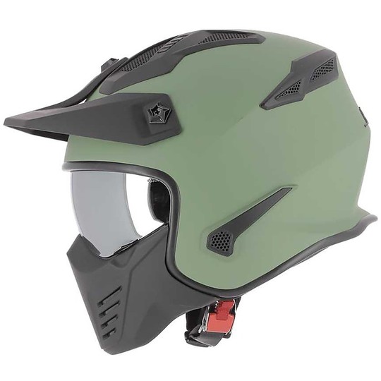Helmet Moto Jet Astone ELEKTRON Matt Green Removable Menotoniera