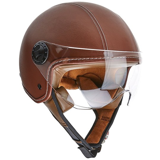 Helmet Moto Jet BHR 801 Leather A Coated Dark Brown