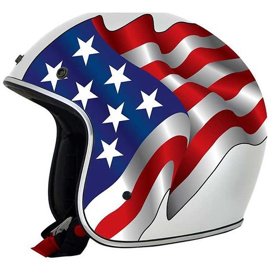 Helmet Moto Jet Custom AFX FX-76 White Freedom Flags