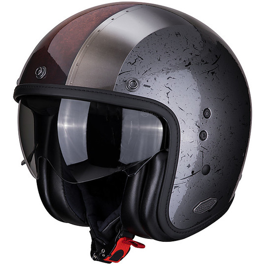 Helmet Moto Jet Custom in Fiber Scorpion BELFAST BYWAY Black Silver