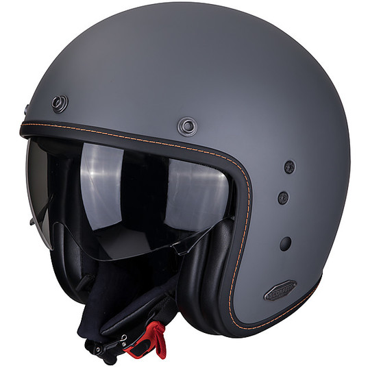 Helmet Moto Jet Custom in Fiber Scorpion BELFAST Solid Cement Gray