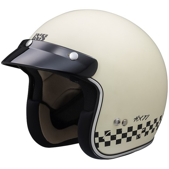 Helmet Moto Jet Custom Ixs 77 2.0 Ivory Matt Black