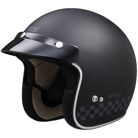 Helmet Moto Jet Custom Ixs 77 2.0 Matt Black Gray