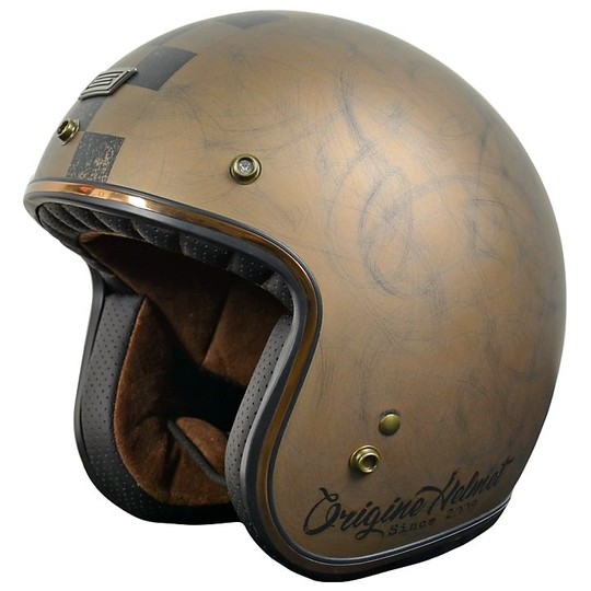 Helmet Moto Jet Custom Origin FIRST CHECK Matte Brown