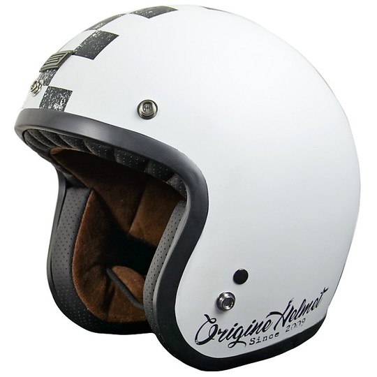 Helmet Moto Jet Custom Origin FIRST CHECK White Matt Black