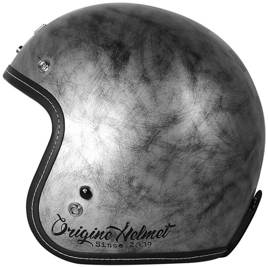 Helmet Moto Jet Origin Primo Vintage Custom Scacco Silver Matt