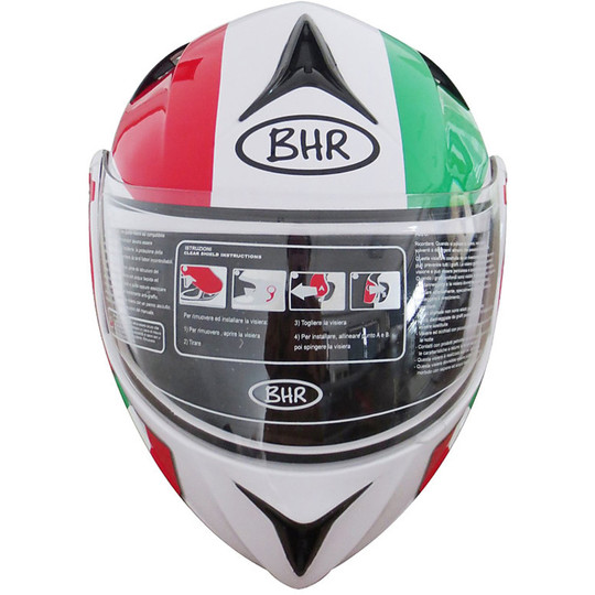 Helmet Moto Modular Steering BHR 705 Sport Double Visor Italian Flag