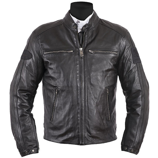 Helstons Leather Motorcycle Jacket Model Ace Rag Black Vintage