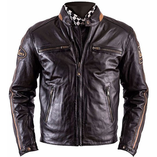 Helstons Leather Motorcycle Jacket Model Ace Rag Vintage Brown