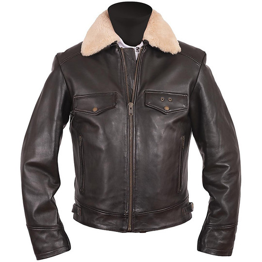Helstons Leather Motorcycle Jacket Model Gang Rag Brown