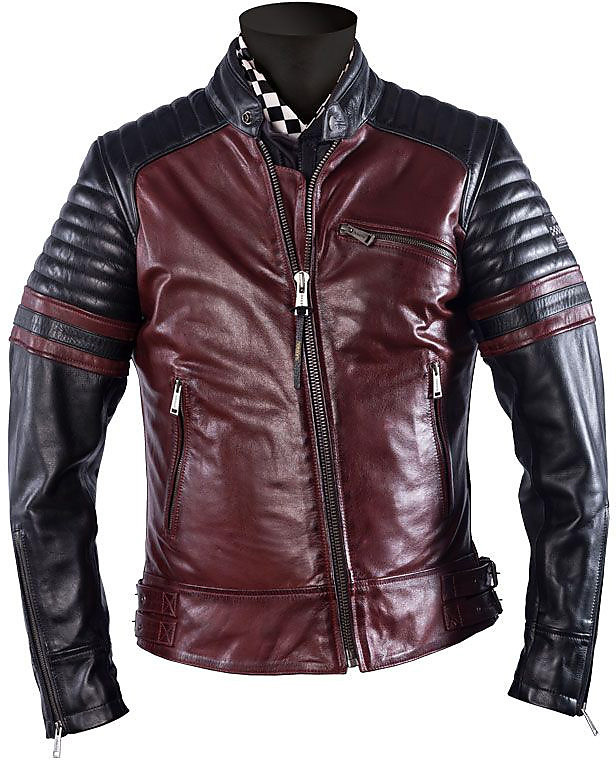 Helstons Leather Motorcycle Jacket Model Yukon Black Bordeaux For Sale ...