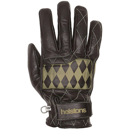 Helstons Leather Winter Motorcycle Gloves Model Diamond Black Beige