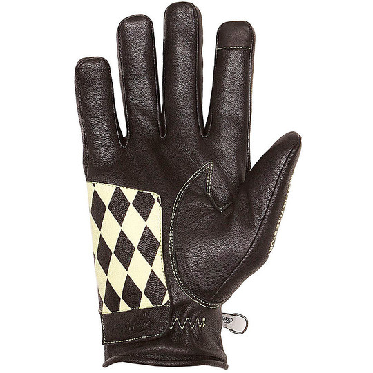 Helstons Leather Winter Motorcycle Gloves Model Diamond Black Beige