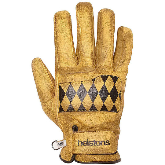 Helstons Leather Winter Motorcycle Gloves Model Diamond Gold Black