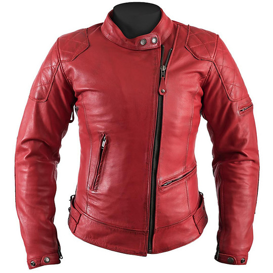 Helstons Leather Woman Motorcycle Jacket Model KS70 Femme Red