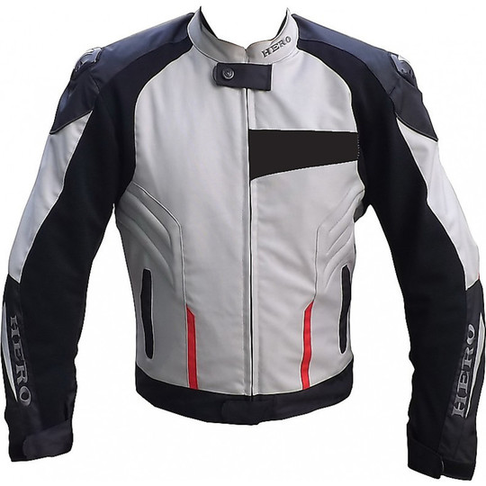 Hero Moto Jacket Fabric Technician 4 Seasons 886 White Black Removable