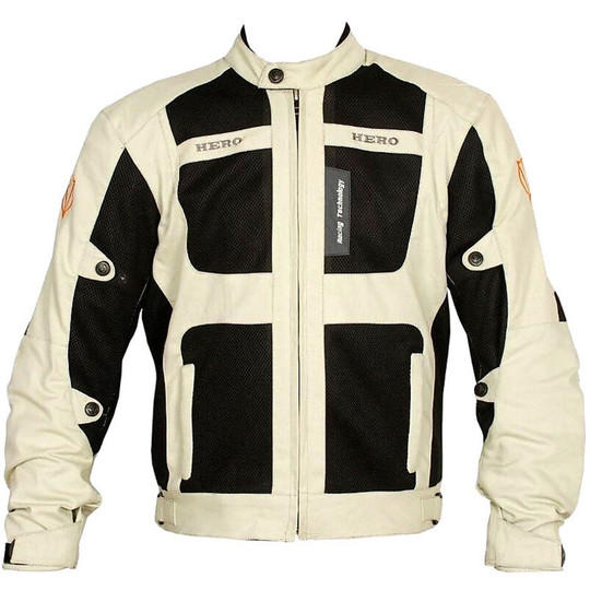 Hero Moto Jacket Summer Fabric Canvas Water and Mash Perforated White