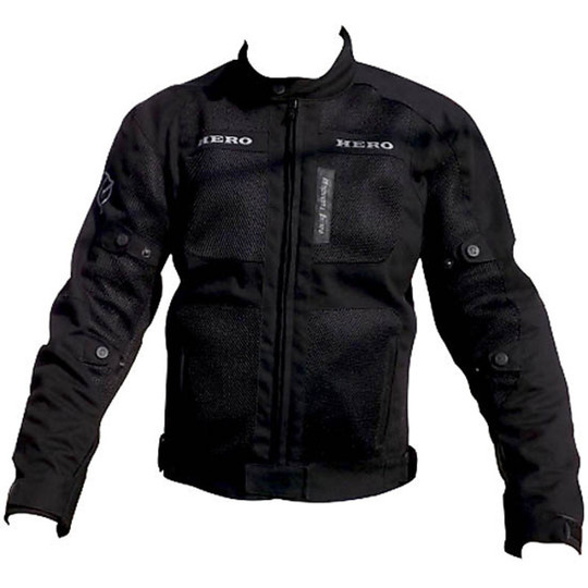 Hero Moto Jacket Summer Fabric Water and Mash Perforated Black Canvas