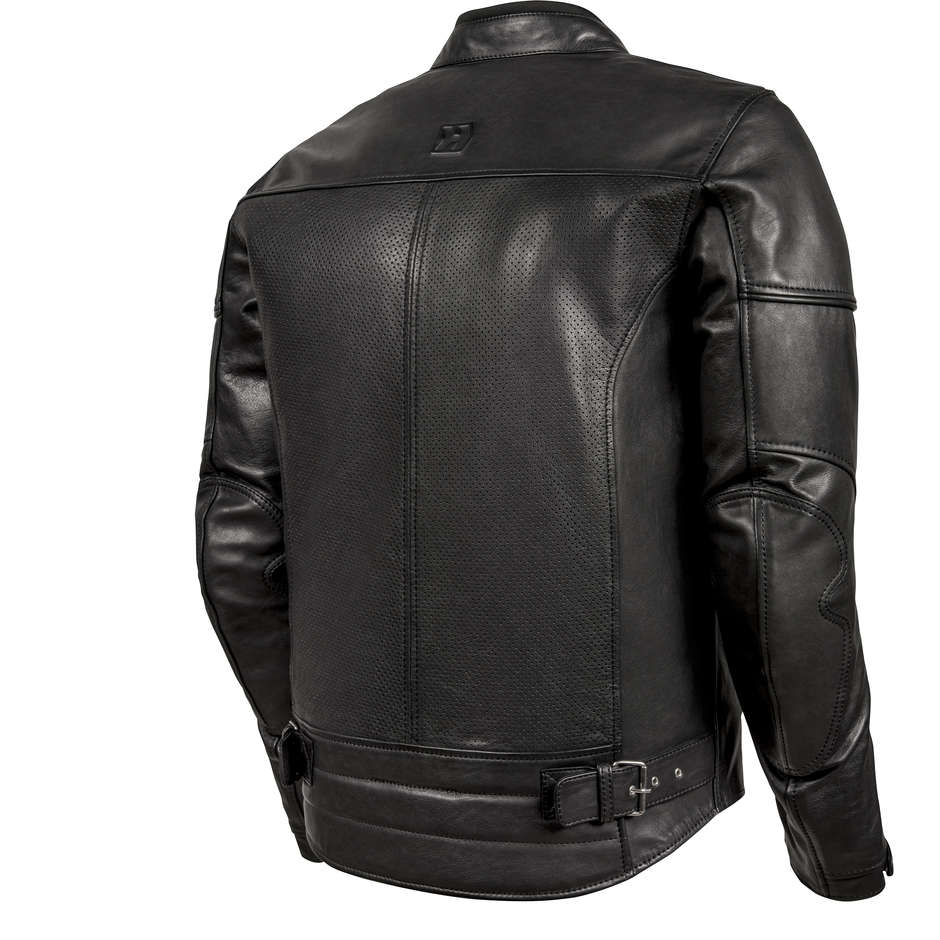 Hevik BLACK CAFE 'Black Custom Perforated Leather Motorcycle Jacket