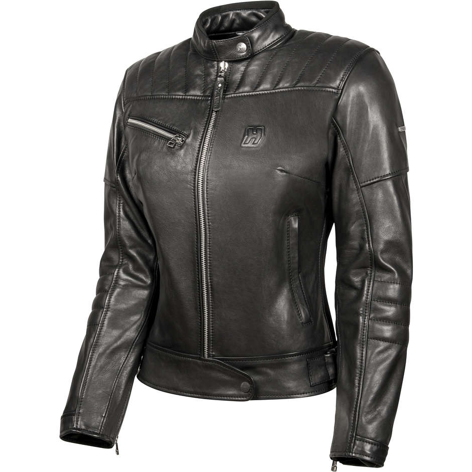 Hevik GARAGE EVO Damen-Motorradjacke aus schwarzem Leder
