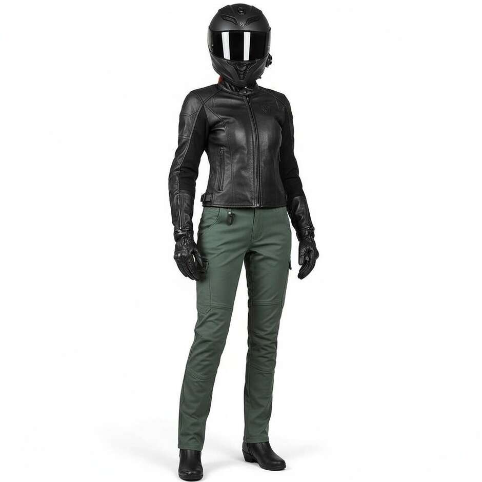 Hevik Neptune Lady Green Cargo Stoff Motorradhose