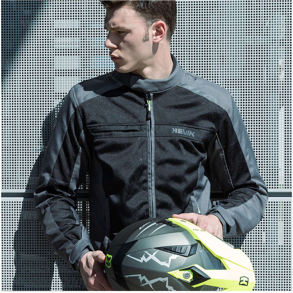 Hevik Urban Scirocco Ligth Black Gray Perforated Fabric Motorcycle Jacket
