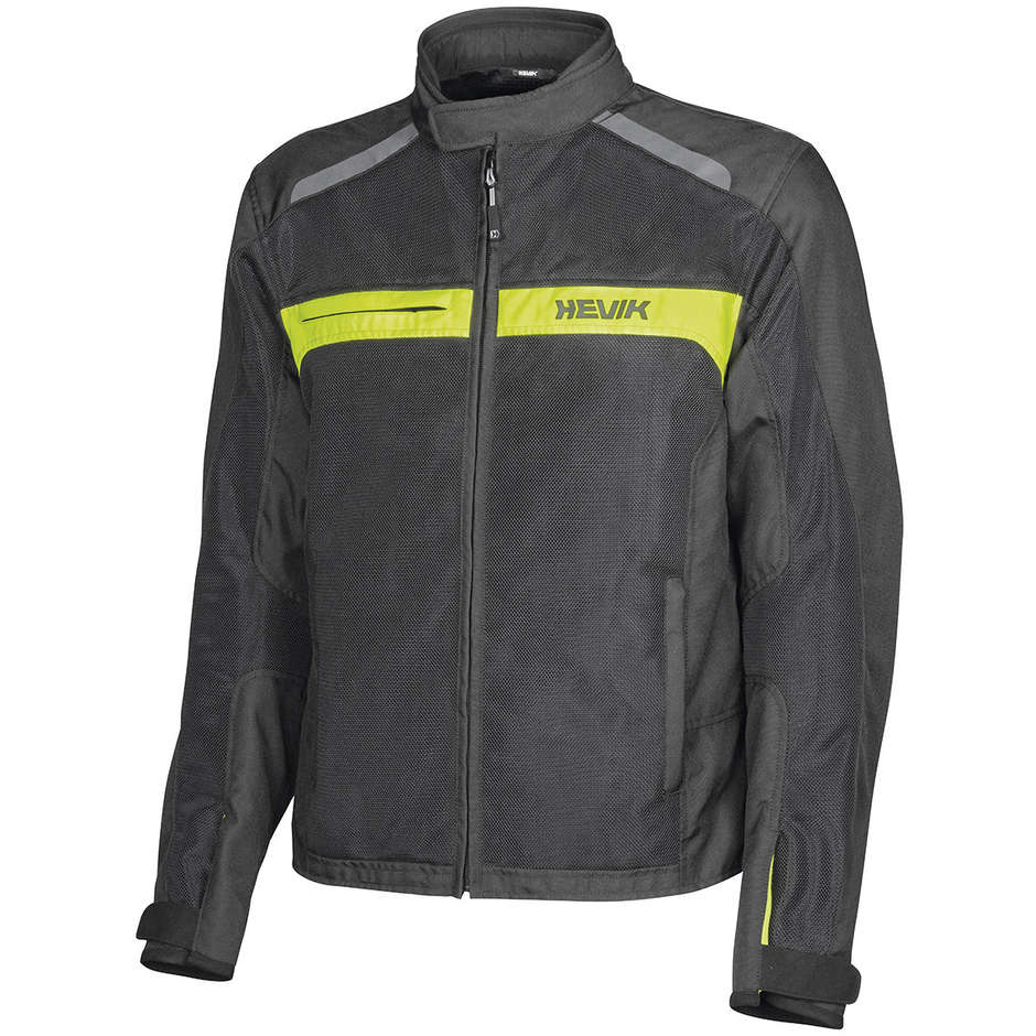 Hevik Urban Scirocco Ligth Perforated Fabric Motorcycle Jacket Black Yellow Fluo