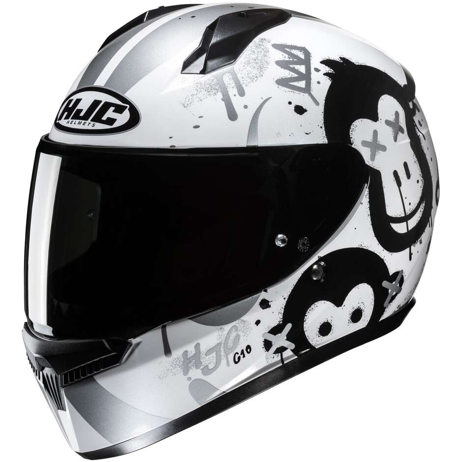 Hjc C10 GETI MC10 Full Face Child Motorcycle Helmet White Black