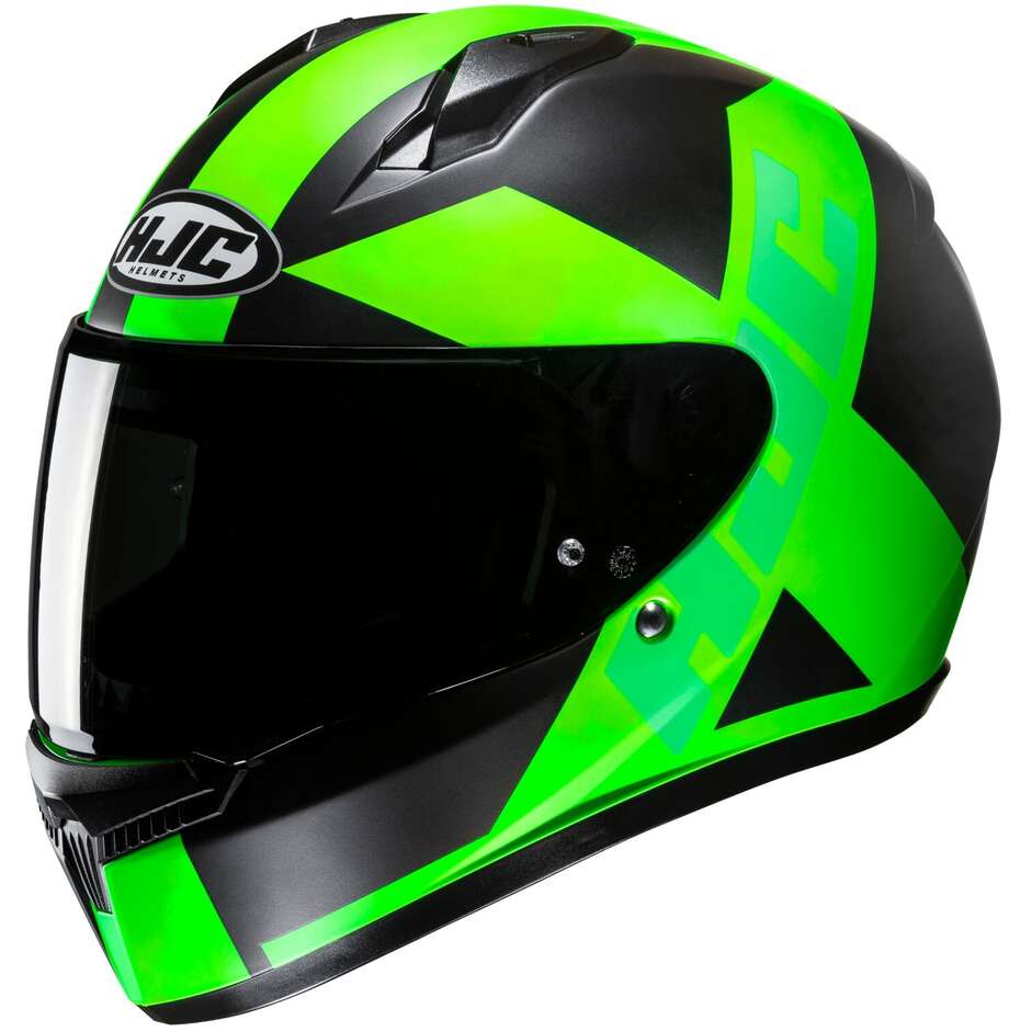 Hjc C10 TEZ MC4HSF Full Face Motorcycle Helmet Matt Black Green Fluo