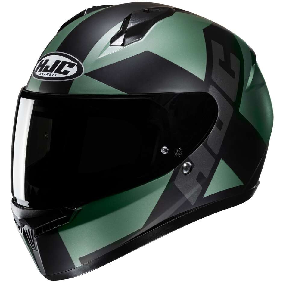 Hjc C10 TEZ MC4SF Full Face Child Motorcycle Helmet Matt Black Green