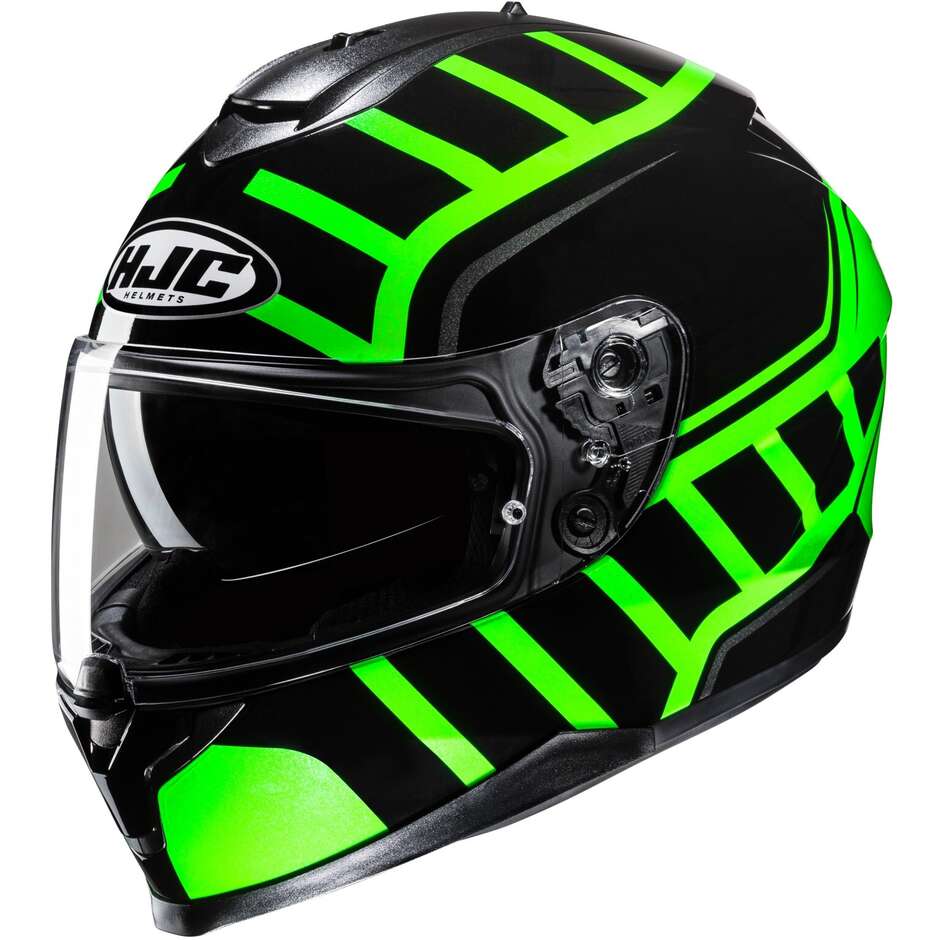 Hjc C70N HOLT MC4H Full Face Motorcycle Helmet Black Green Fluo