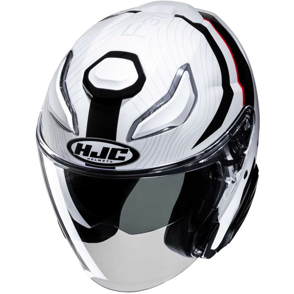 Hjc F31 NABY MC1 Jet Motorcycle Helmet Black White Red