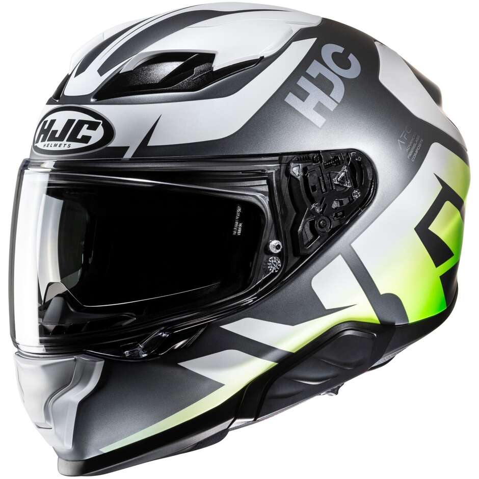 Hjc F71 BARD MC4HSF Full Face Motorcycle Helmet White Black Green Matt