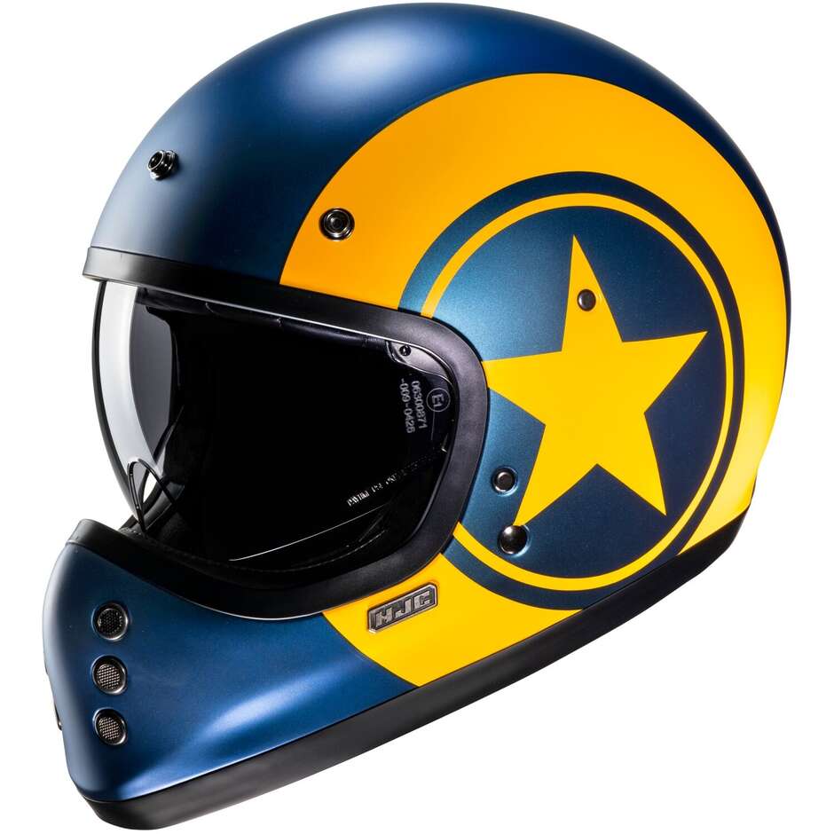 Hjc V60 NYX MC3SF Full Face Motorcycle Helmet Matt Blue Yellow