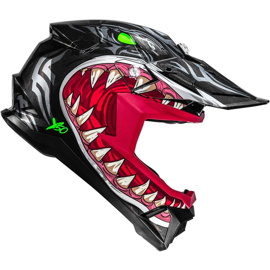 Hjc Y50 MEGADON MC5 Kinder Moto Cross Helm Schwarz