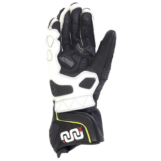 HL FEAT Black Leather White Leather Gloves