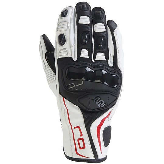 HL SPIN Black Leather White Racing Gloves