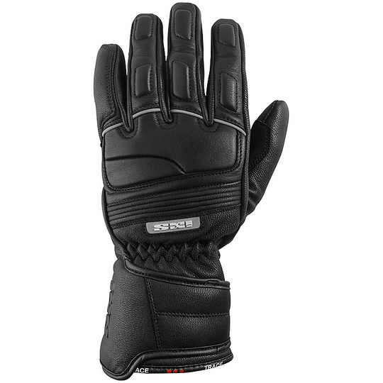 Homologated Touring Leather Gloves Ixs Trace Black
