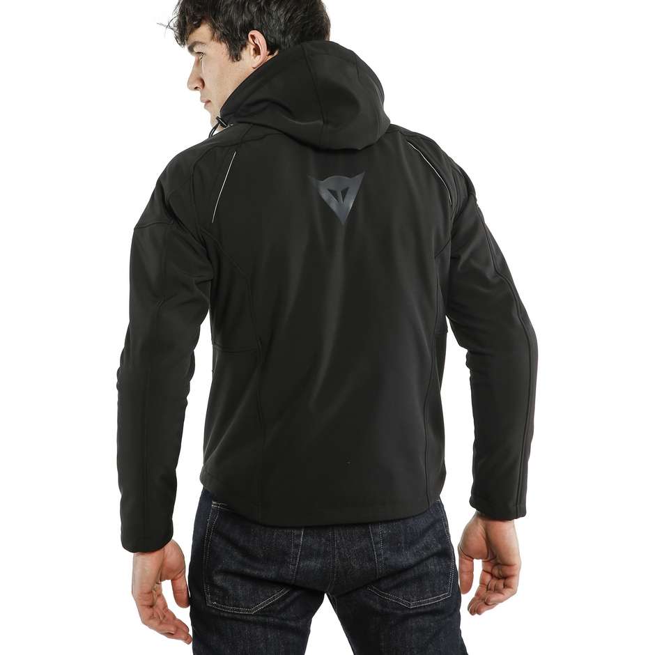 Hooded Motorcycle Jacket in Black Dainese IGNITE TEX Fabric