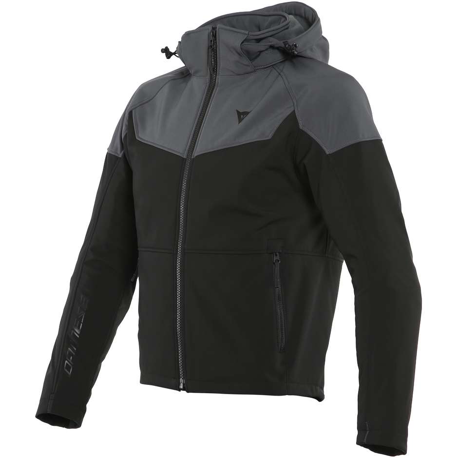 Hooded Motorcycle Jacket in Dainese IGNITE TEX Black Anthracite Fabric