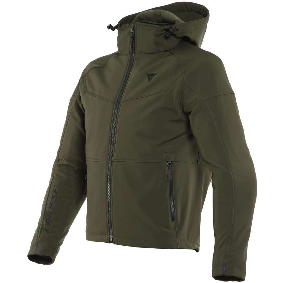 Hooded Motorcycle Jacket in Olive Green Dainese IGNITE TEX Fabric