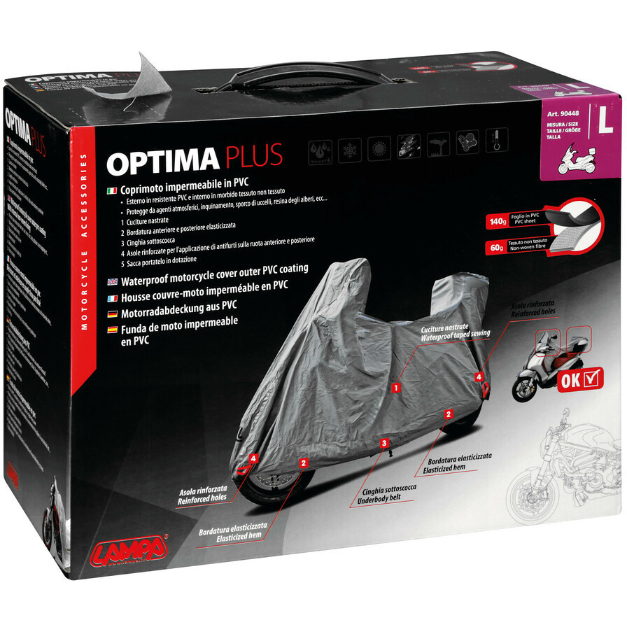 Housse de moto étanche Optima Plus en PVC 229x99x138 cm (LHW)