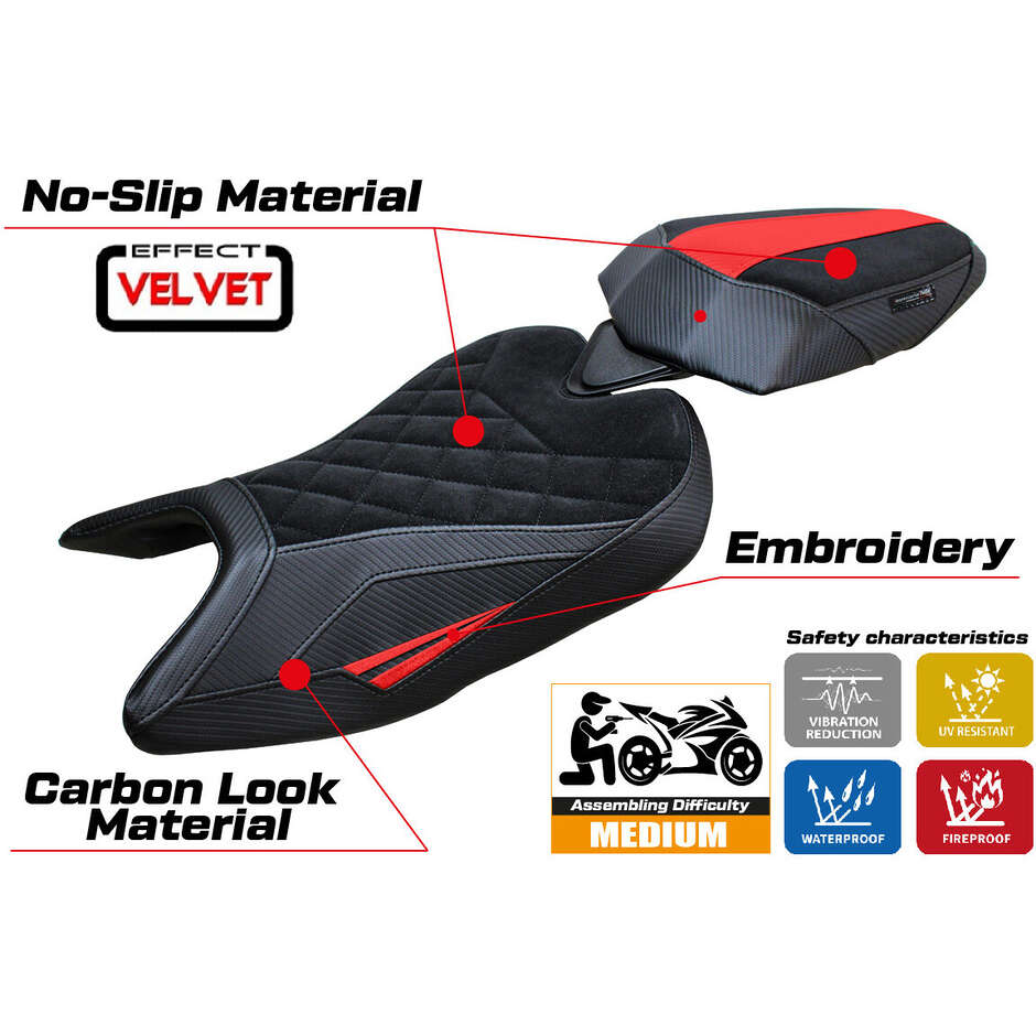 Housse de selle TPZ Italia spécifique pour Aprilia RS 457 (modèles 2023-2025), édition spéciale Bezz Velvet