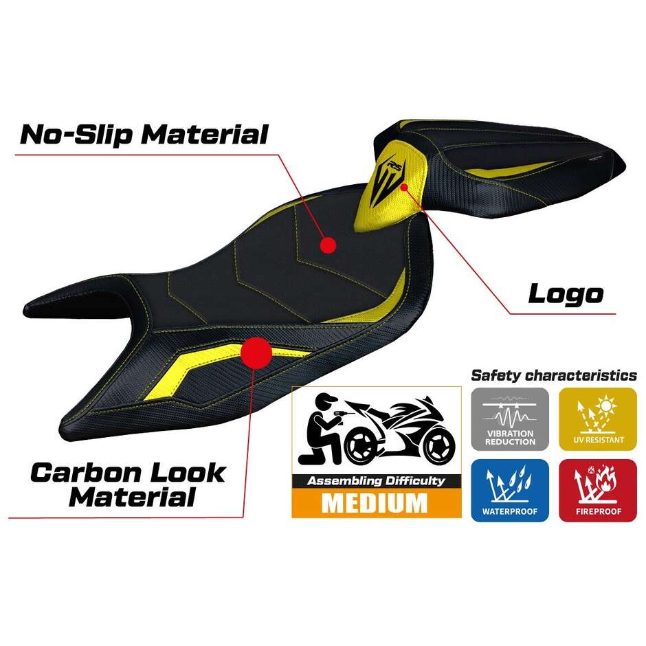 Housse de selle TPZ Italia spécifique pour Aprilia RS 660 (modèles 2021-2025) Naxos Ultragrip