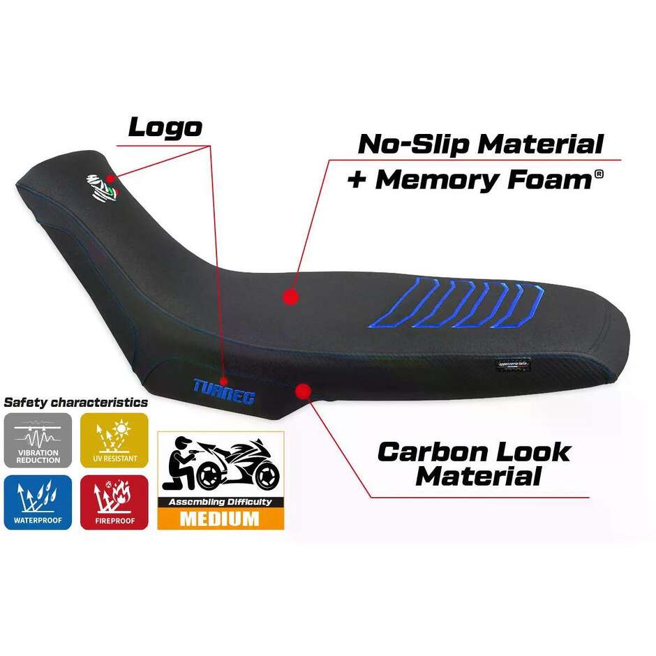 TPZ Italia Sitzbezug speziell für Aprilia Tuareg 660 (Modelljahre 2021–2025) mit Boras Komfortsystem