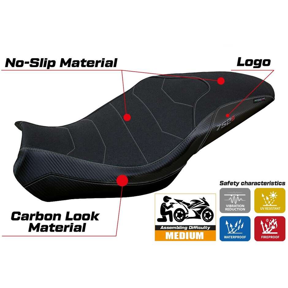 Housse de selle TPZ Italia spécifique pour Benelli 752 S 2019-2025, modèle Lima Ultragrip